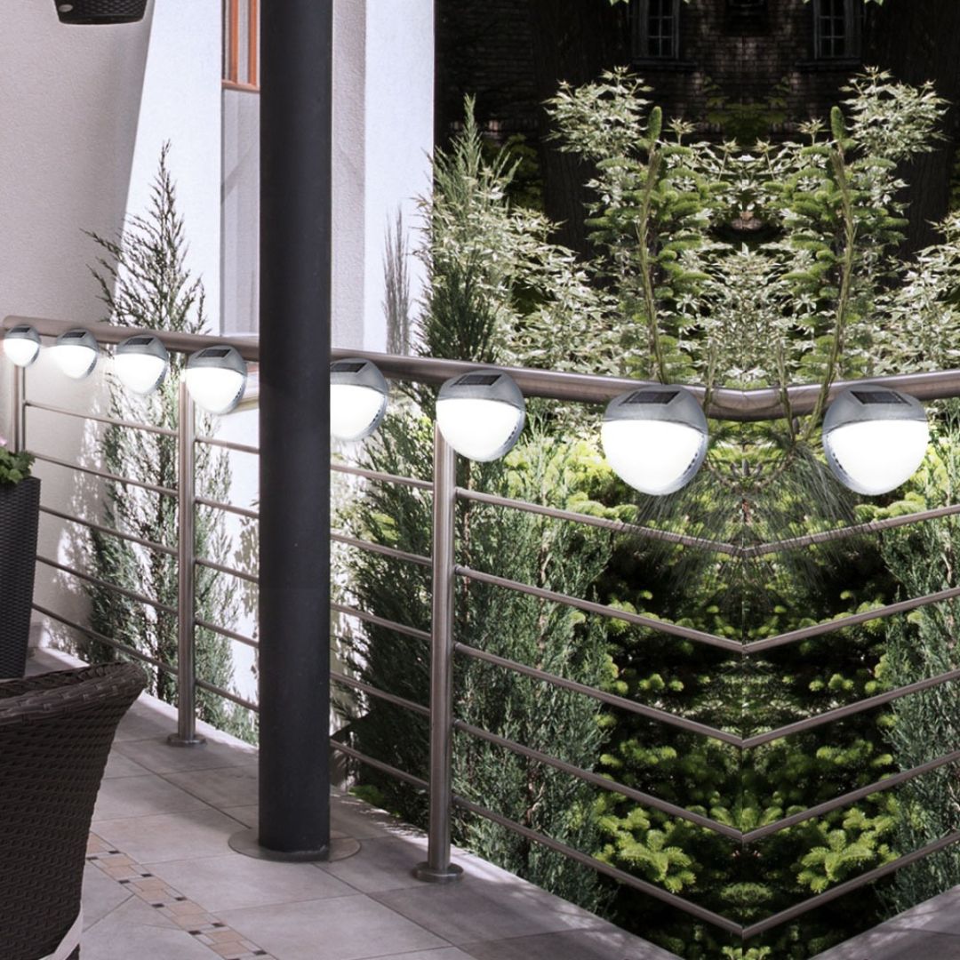 Solar Fence Lights Outdoor LED Set of 6 Waterproof Plastic