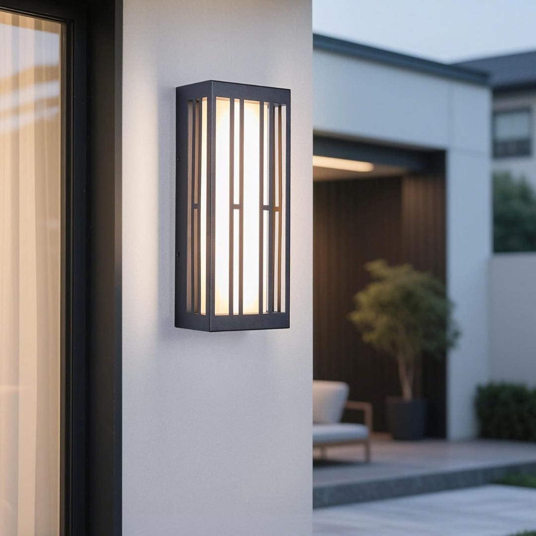 Outdoor Wall Light Waterproof Dimmable LED 1700LM Black Metal Acrylic