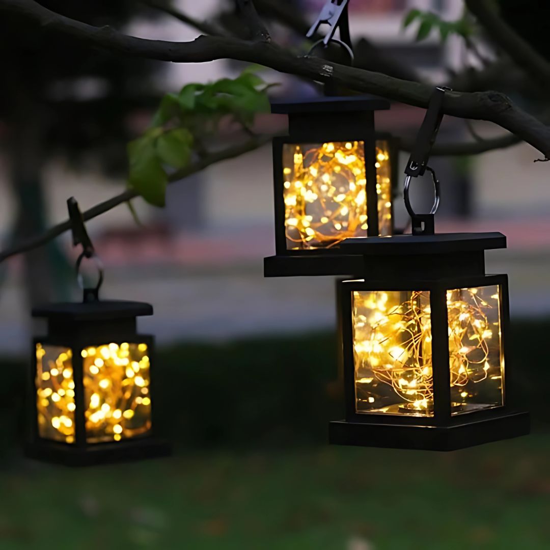 Outdoor Solar LED Lantern Warm White Waterproof Hanging Light