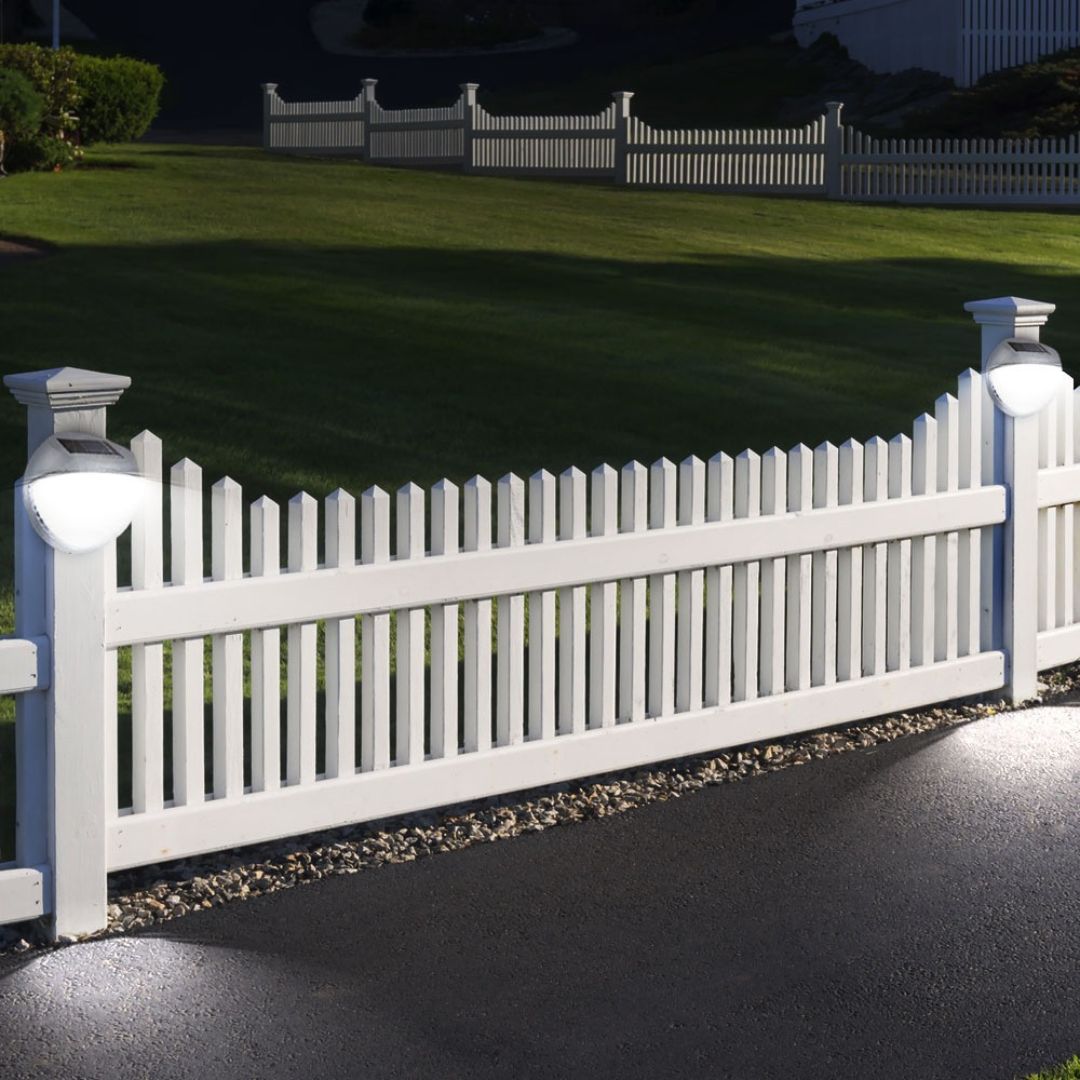 Solar Fence Lights Outdoor LED Set of 6 Waterproof Plastic