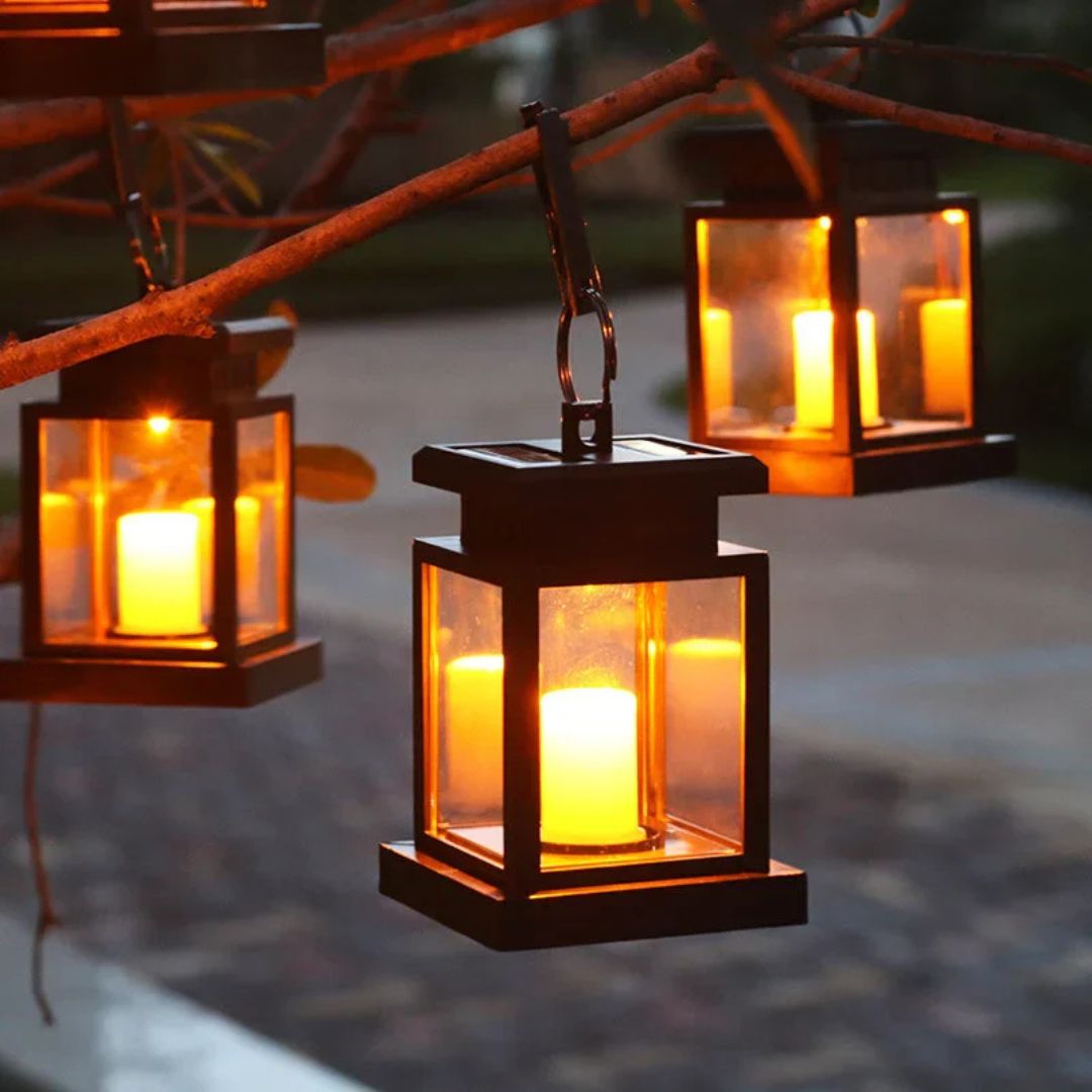 Outdoor Solar LED Lantern Warm White Waterproof Hanging Light