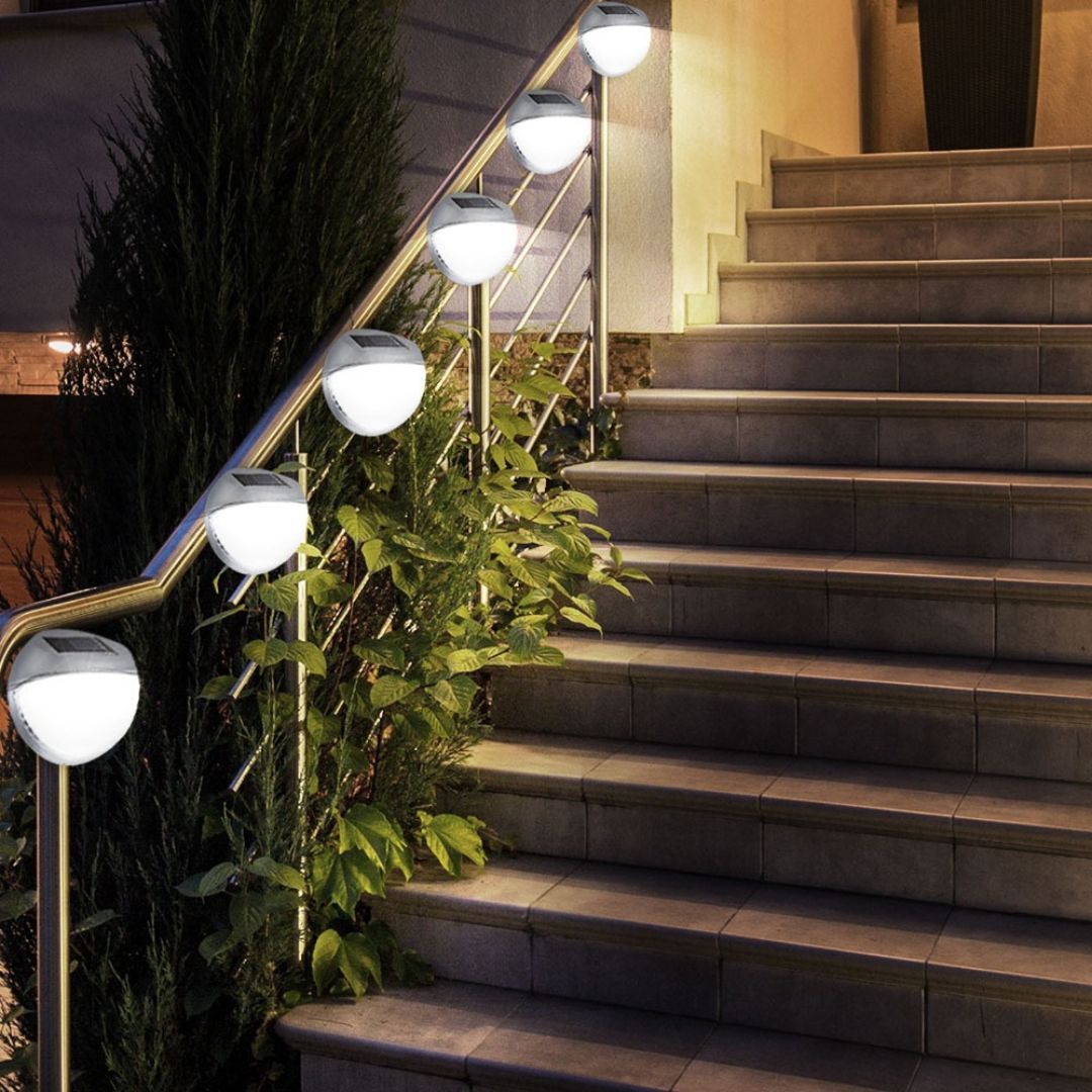 Solar Fence Lights Outdoor LED Set of 6 Waterproof Plastic