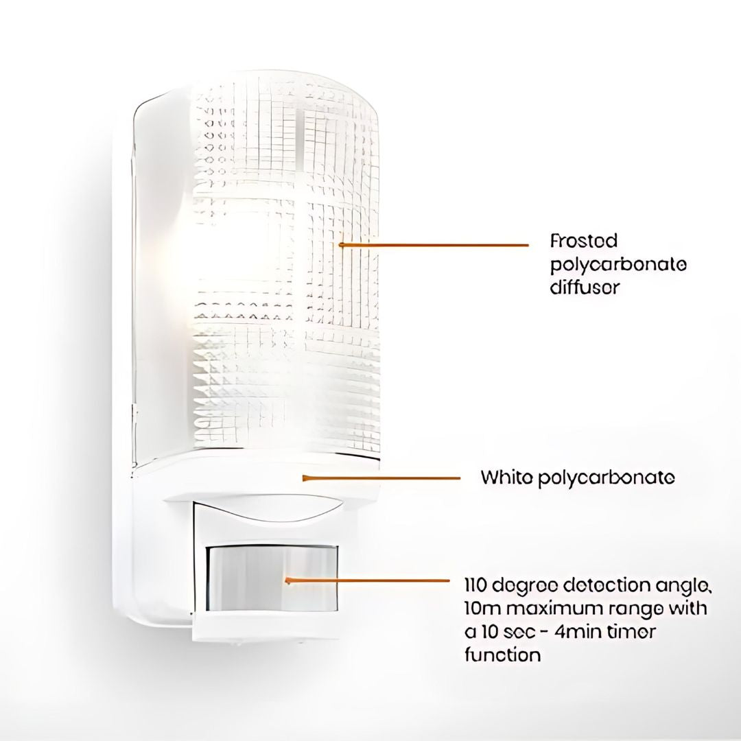 Outdoor Motion Sensor Wall Light IP44 Black PIR LED Compatible