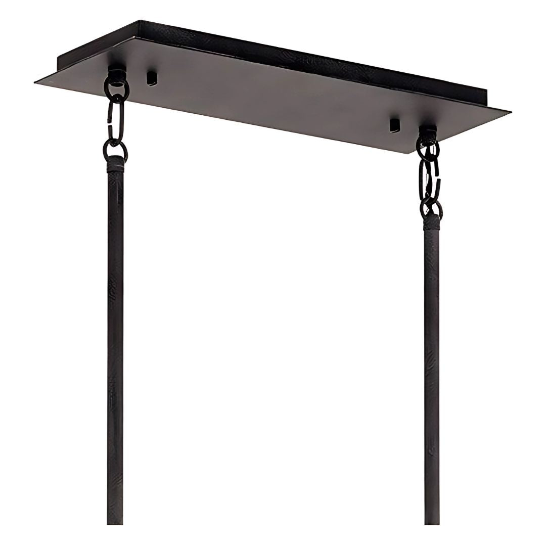 Outdoor Chandelier Light, 3-Light Linear Fixture with Weathered Zinc Finish