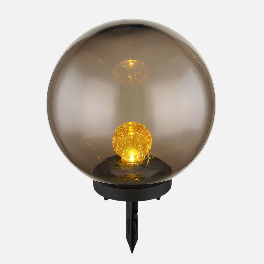 LED Solar Garden Lamp Sphere Crackle Glass Black IP44