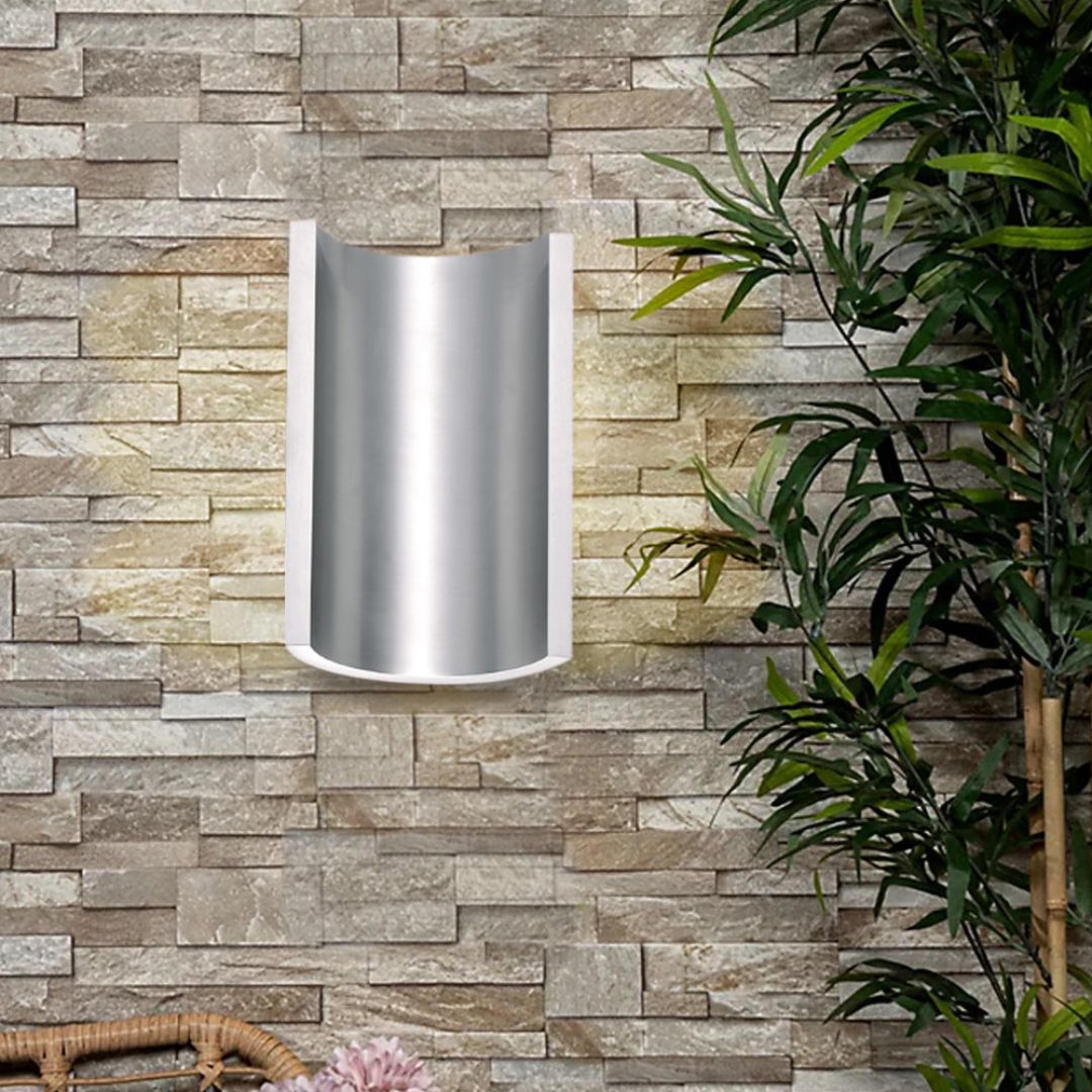 LED Outdoor Wall Sconce Light Satin Aluminum 5in 2-Light Dimmable
