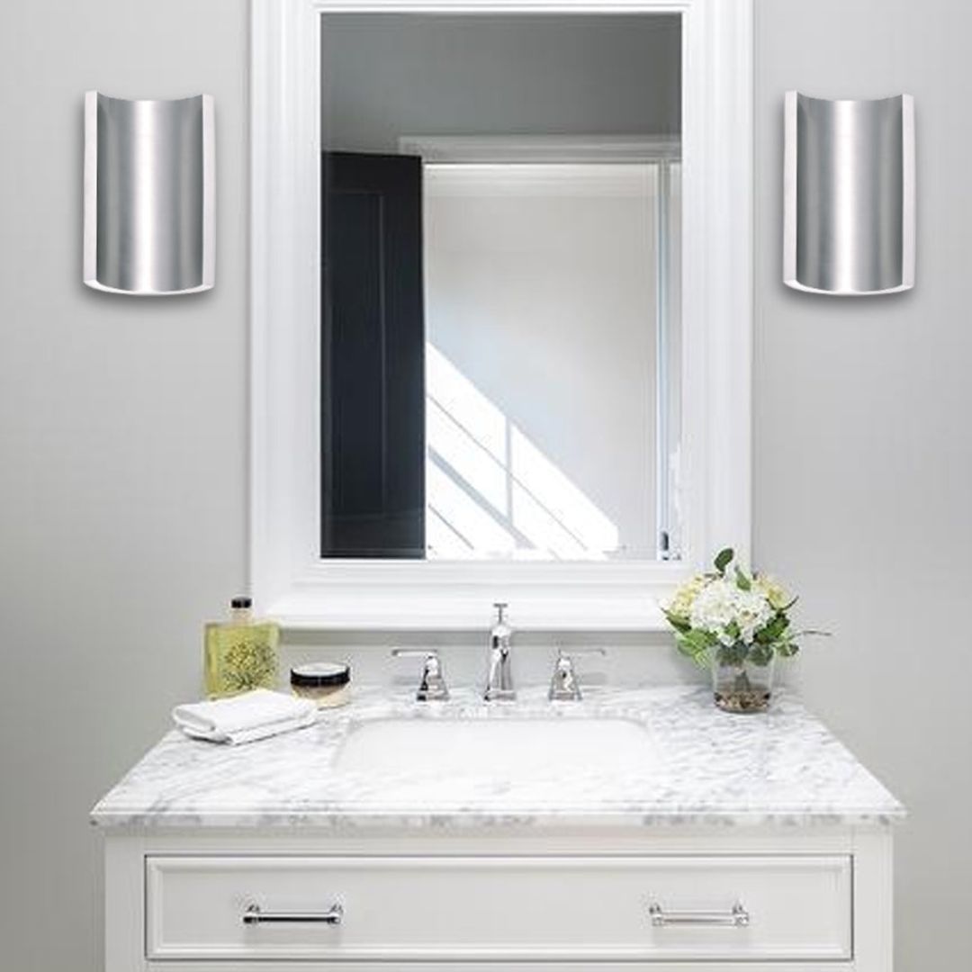 LED Outdoor Wall Sconce Light Satin Aluminum 5in 2-Light Dimmable