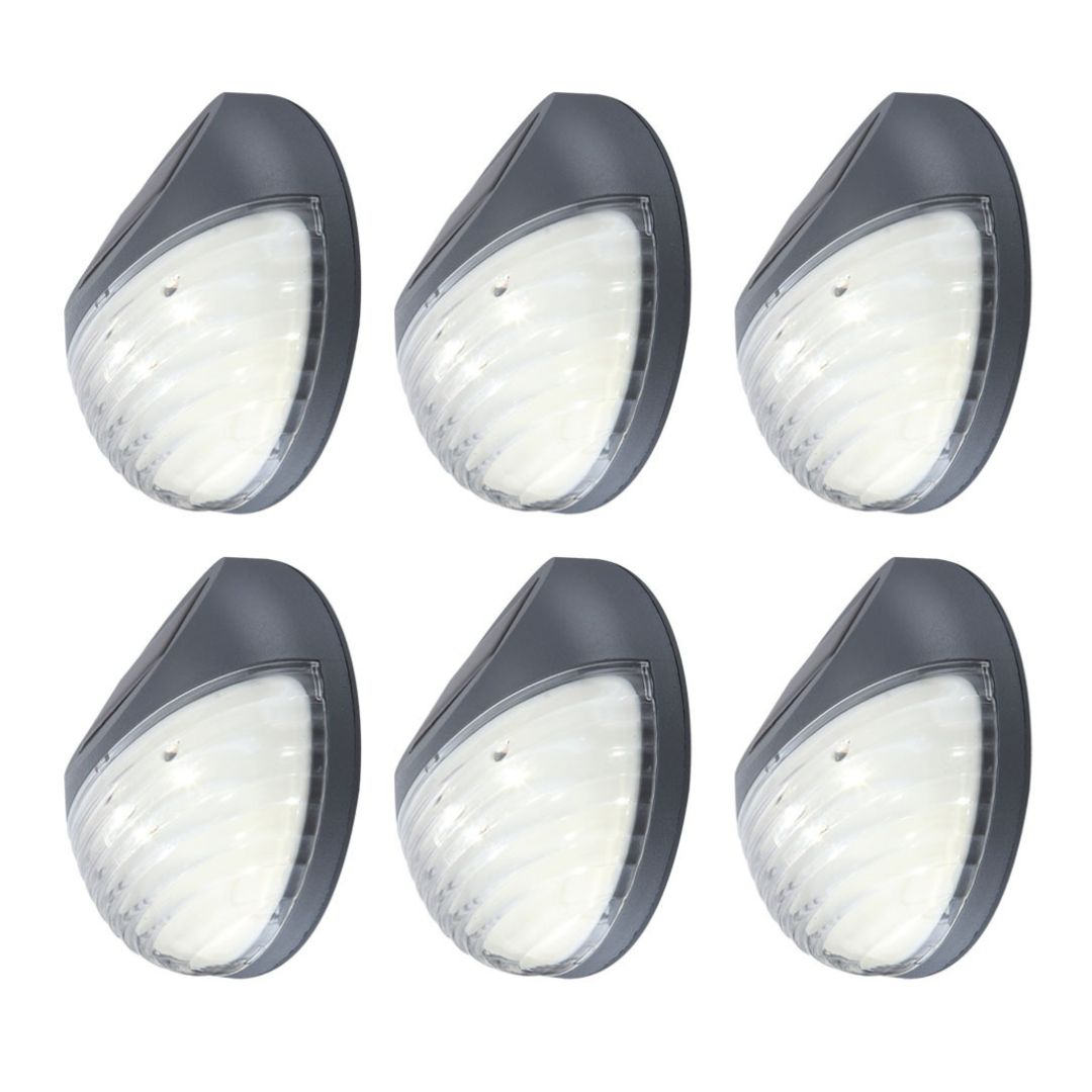 Solar Fence Lights Outdoor LED Set of 6 Waterproof Plastic