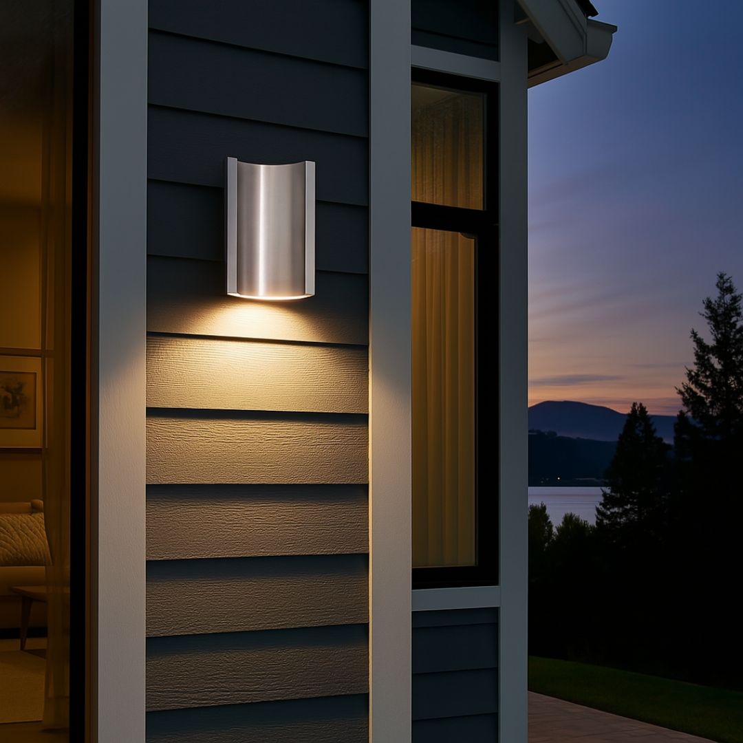 LED Outdoor Wall Sconce Light Satin Aluminum 5in 2-Light Dimmable