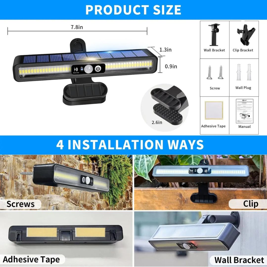 Solar Wall Lights Outdoor with Motion Sensor - Adjustable Solar Panel, Waterproof