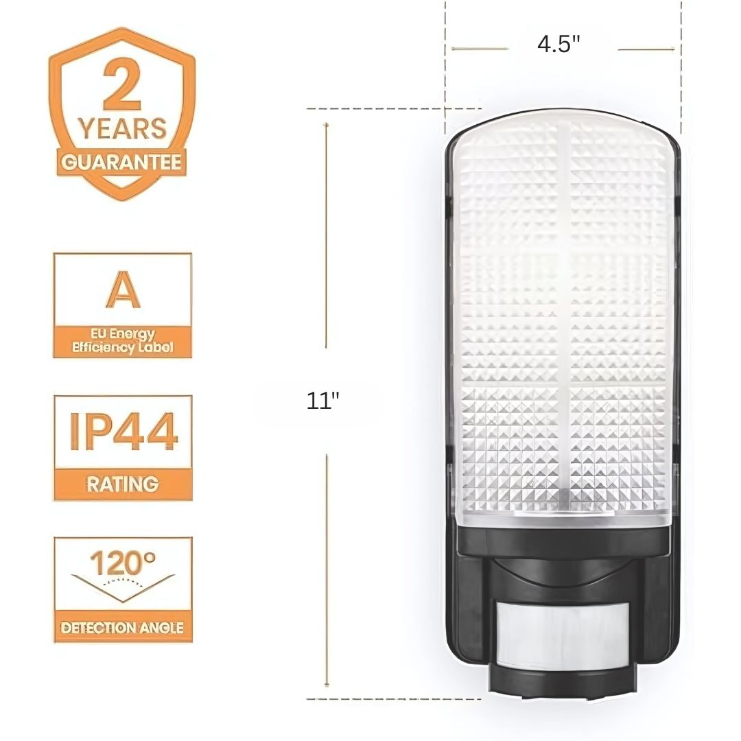 Outdoor Motion Sensor Wall Light IP44 Black PIR LED Compatible