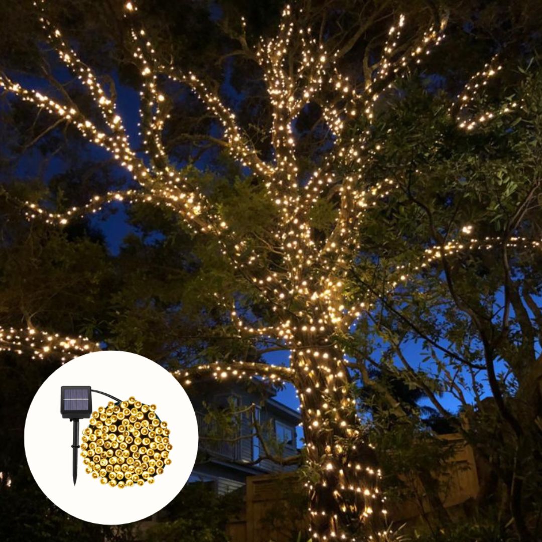 Solar Fairy Lights Outdoor 200LED Warm White IP65
