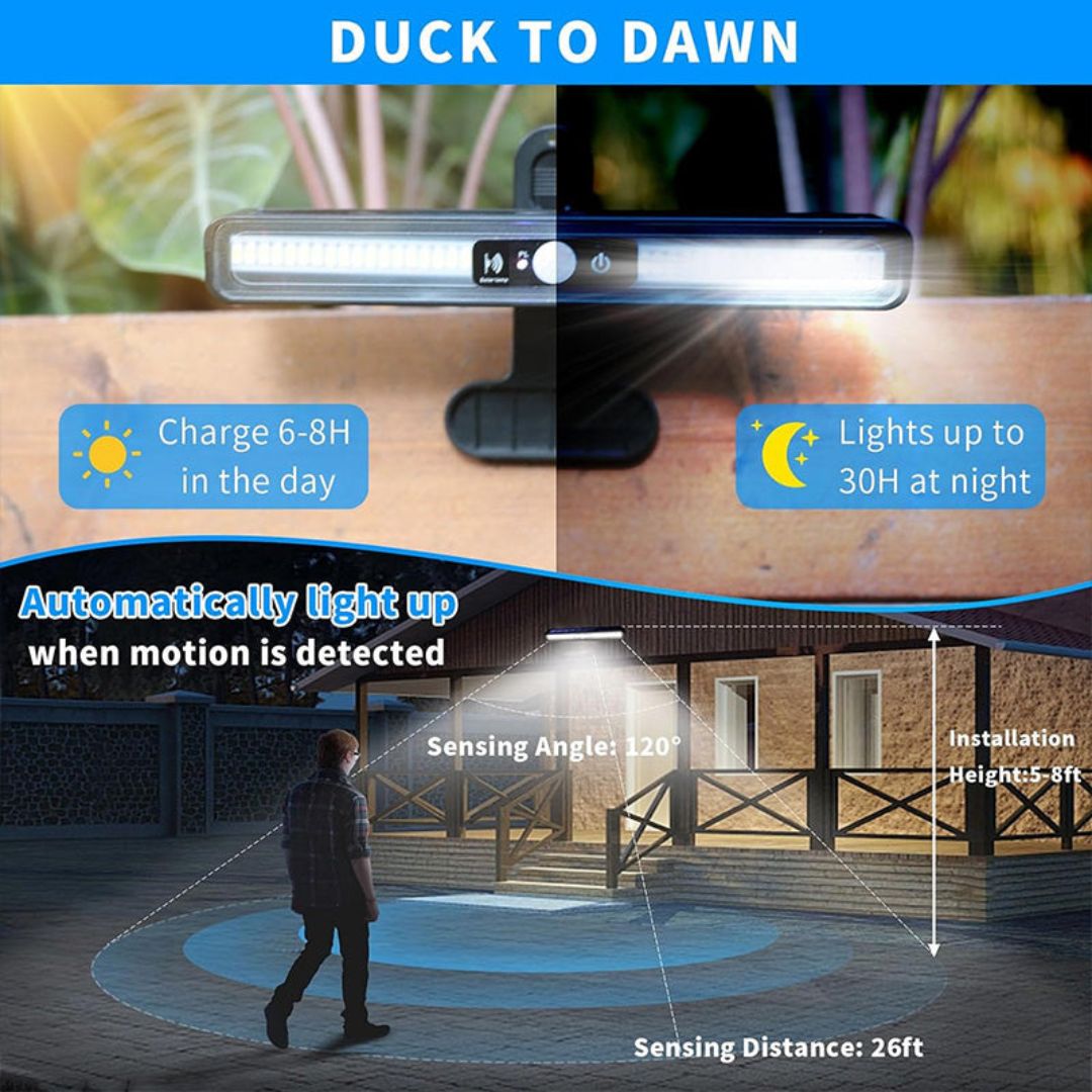 Solar Wall Lights Outdoor with Motion Sensor - Adjustable Solar Panel, Waterproof