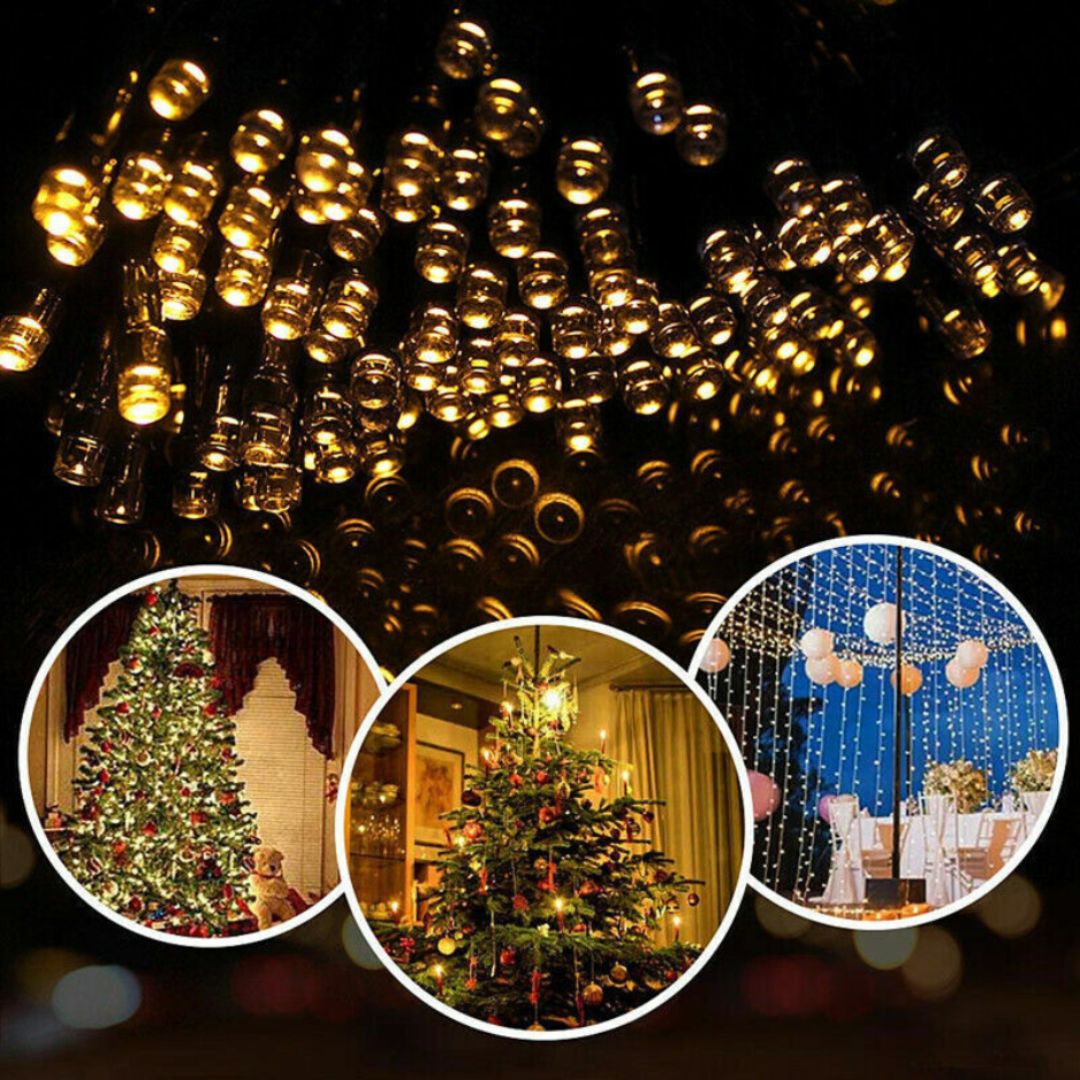 Solar Fairy Lights Outdoor 200LED Warm White IP65