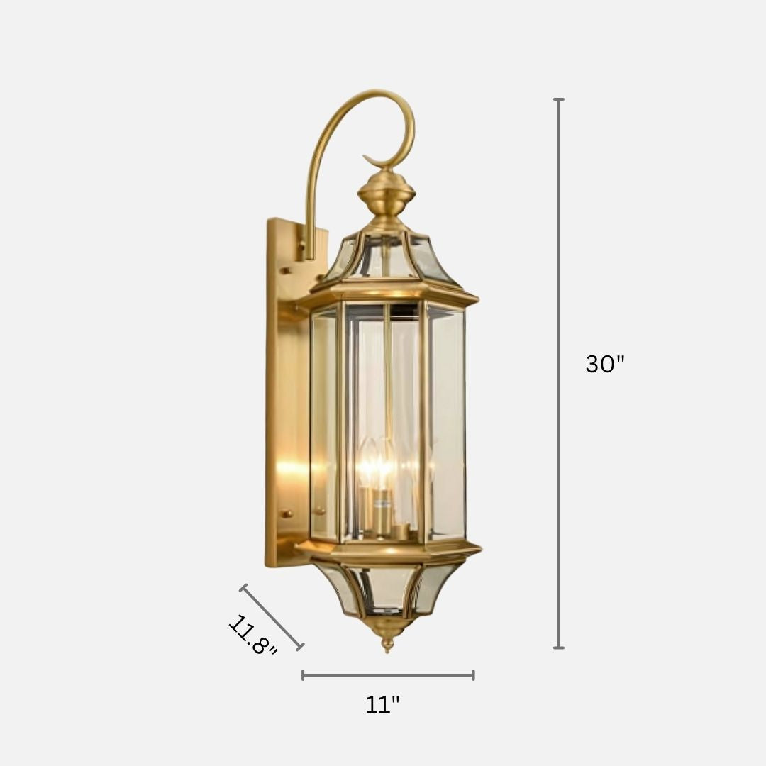 Elegant Outdoor Wall Light – Waterproof Brass Finish Outdoor Lantern