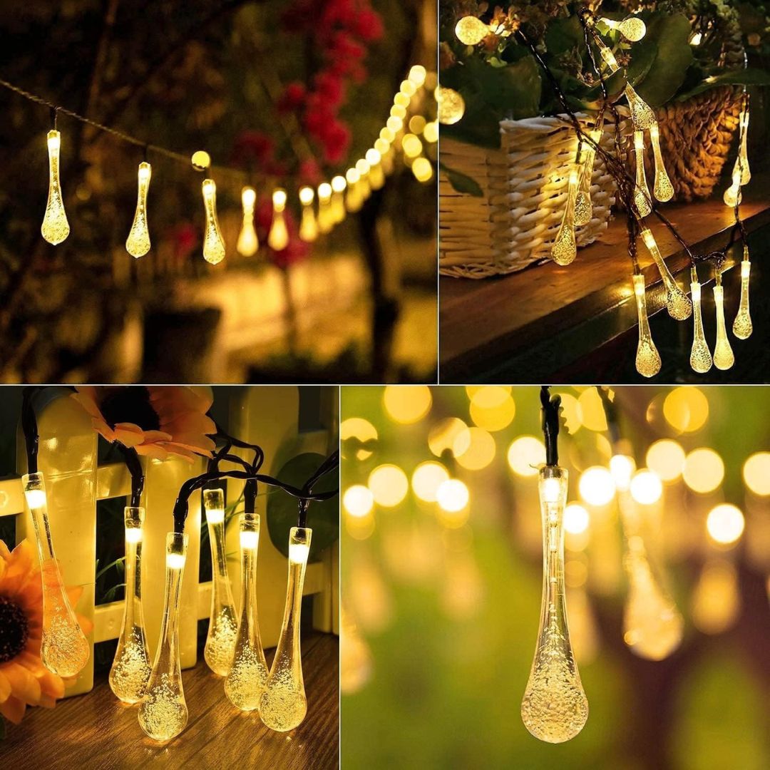 Solar String Lights 10M 100LED Waterproof Teardrop Outdoor Lights