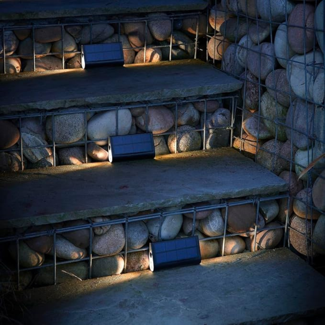 Solar Step Lights Outdoor LED Dual Beam IP54 Wall Mount 3 Pack