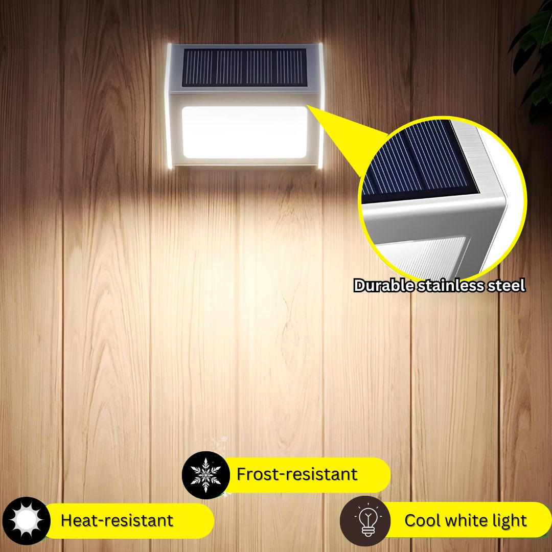 Solar Wall Light – Stainless Steel, Waterproof, Auto On/Off