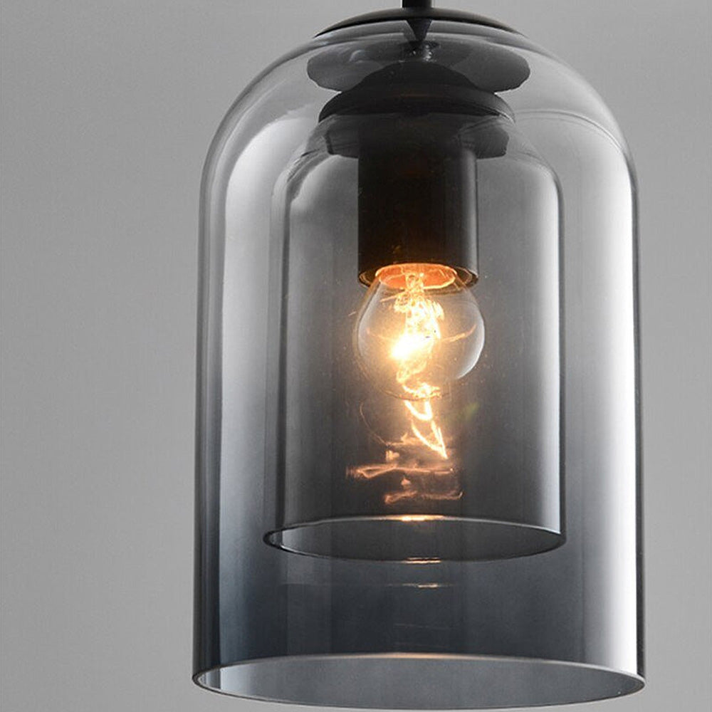 Glass Pendant Light – Modern, Double Layer, Iron & Glass