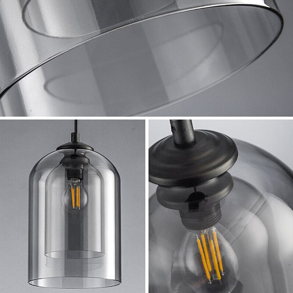 Glass Pendant Light – Modern, Double Layer, Iron & Glass