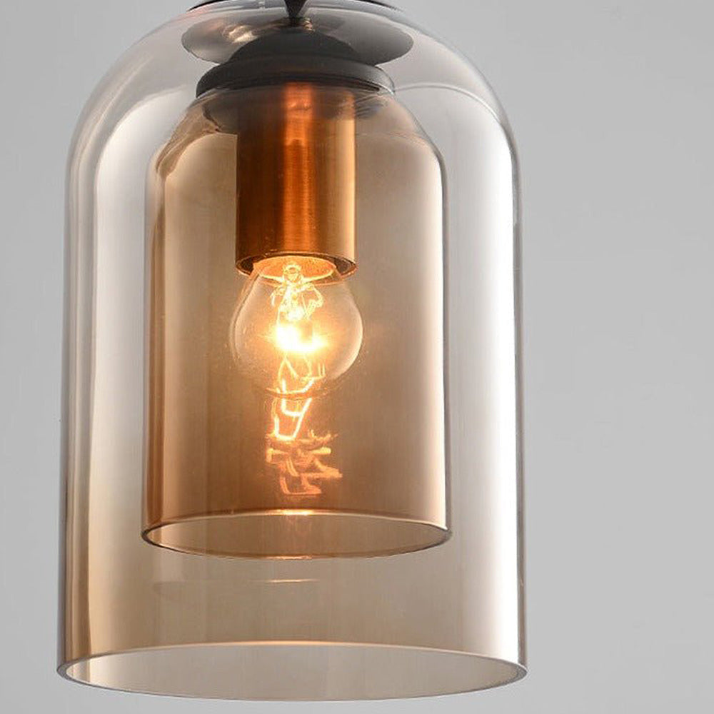 Glass Pendant Light – Modern, Double Layer, Iron & Glass
