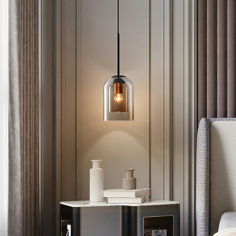 Glass Pendant Light – Modern, Double Layer, Iron & Glass