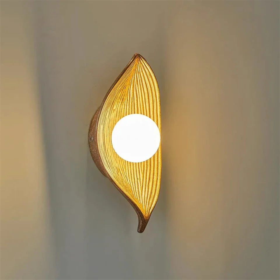 Elegant Leaf Wall Sconce Light with LED Bulbs – Resin Wall Lamp Decoration