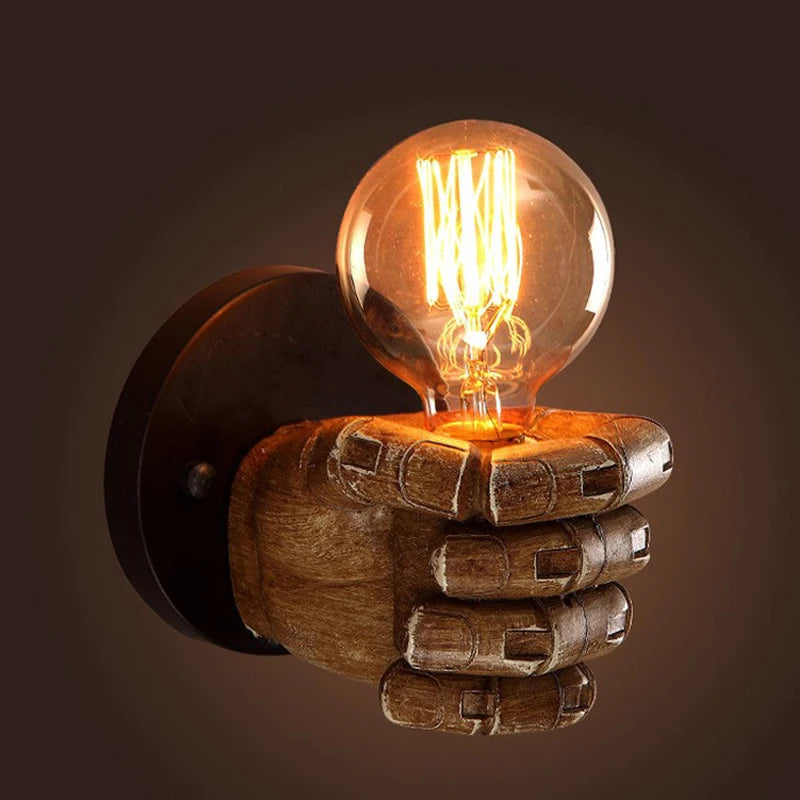 Nordic Retro Wall Sconce Lighting - Unique Fist Design Decorative Wall Lamp
