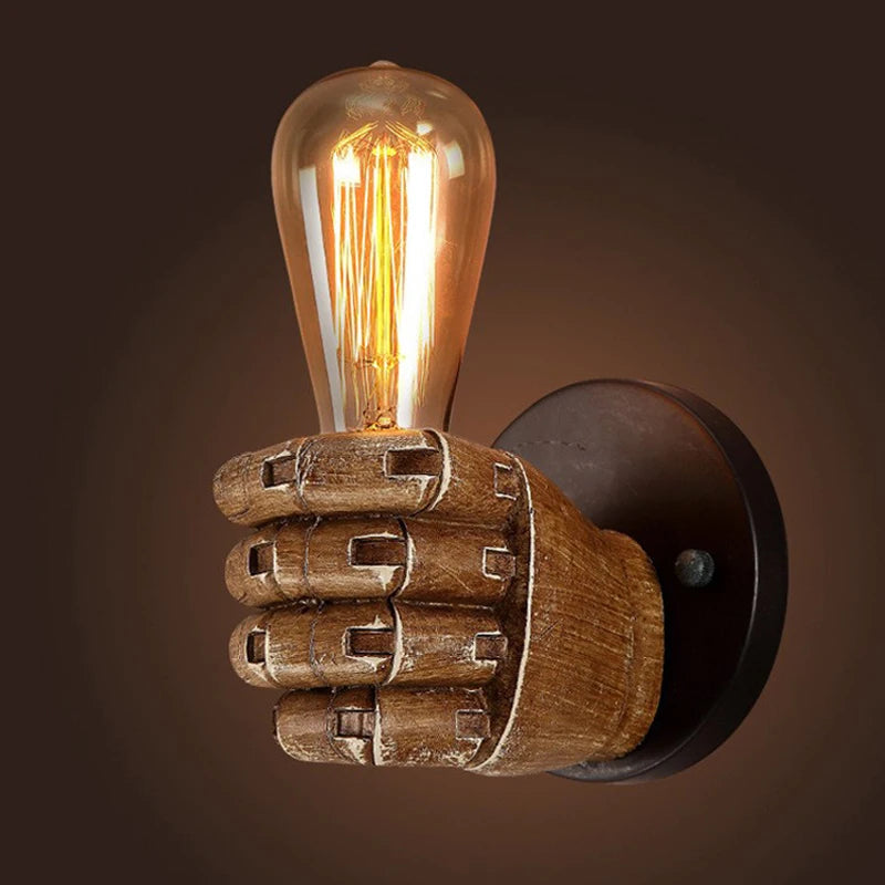 Nordic Retro Wall Sconce Lighting - Unique Fist Design Decorative Wall Lamp