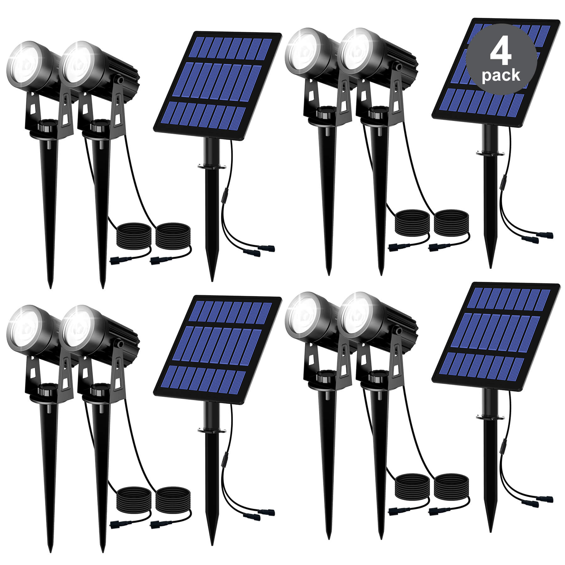 Solar Powered Spotlights Outdoor with Adjustable Angle and Long Cable