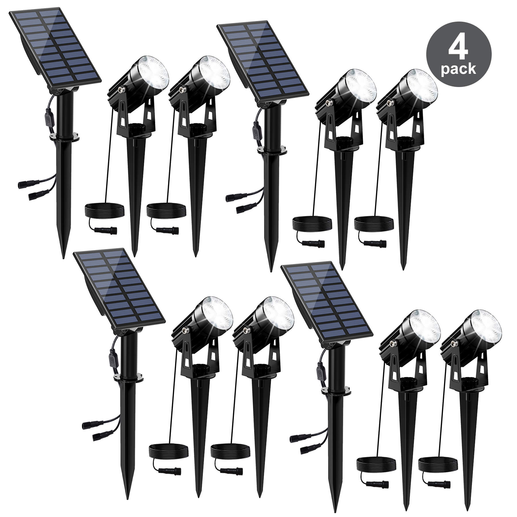 Solar Powered Spotlights Outdoor with Adjustable Angle and Long Cable