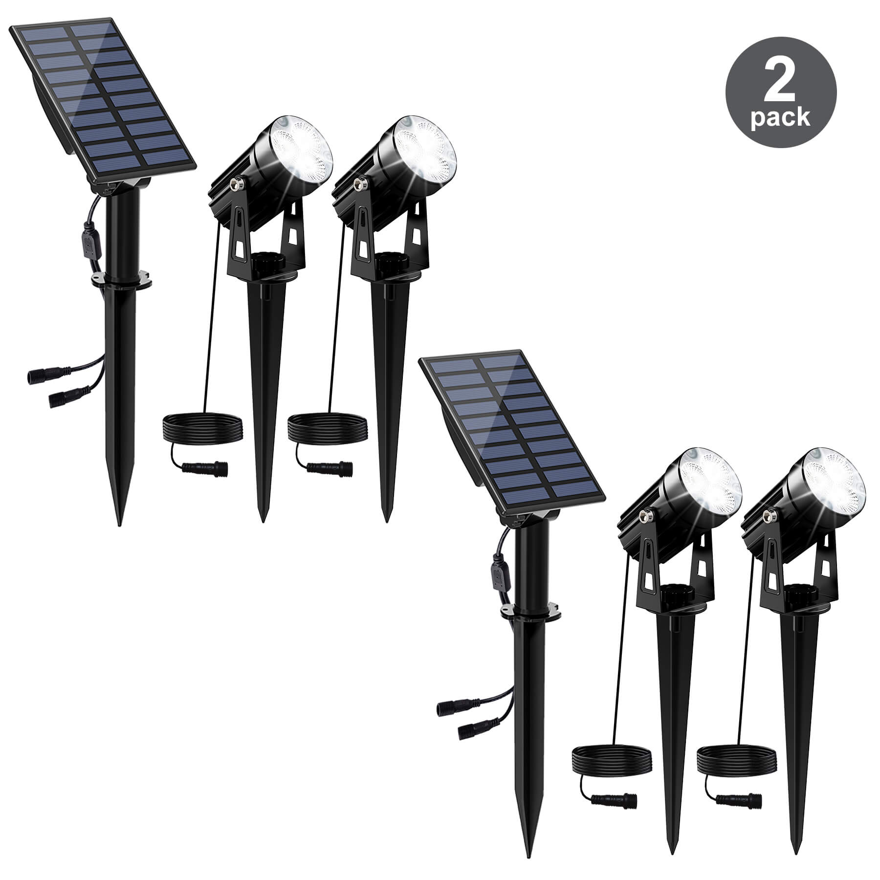 Solar Powered Spotlights Outdoor with Adjustable Angle and Long Cable