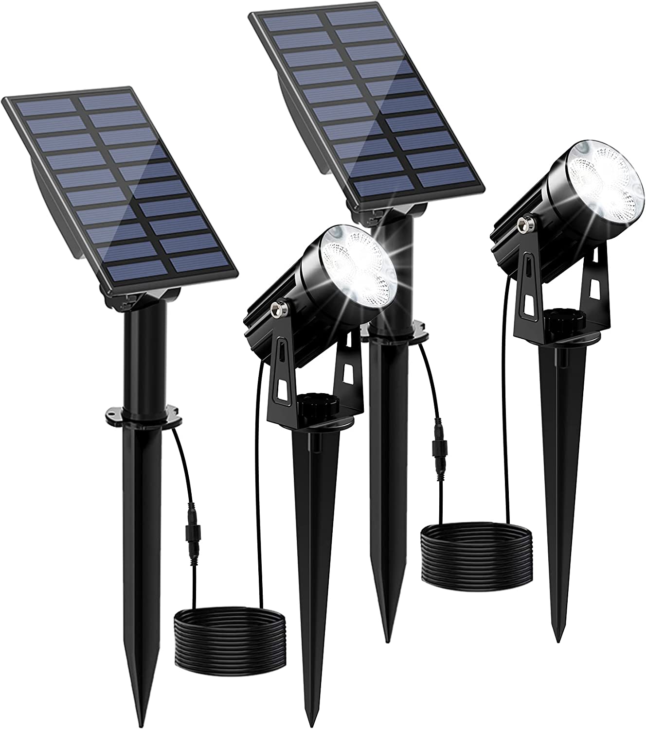 Solar Powered Spotlights Outdoor with Adjustable Angle and Long Cable