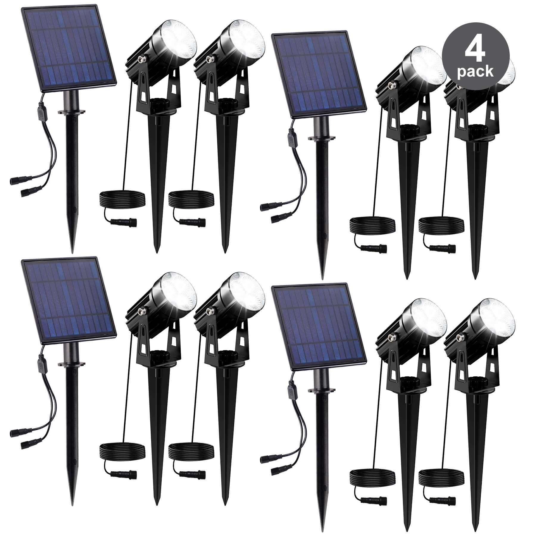Solar Powered Spotlights Outdoor with Adjustable Angle and Long Cable