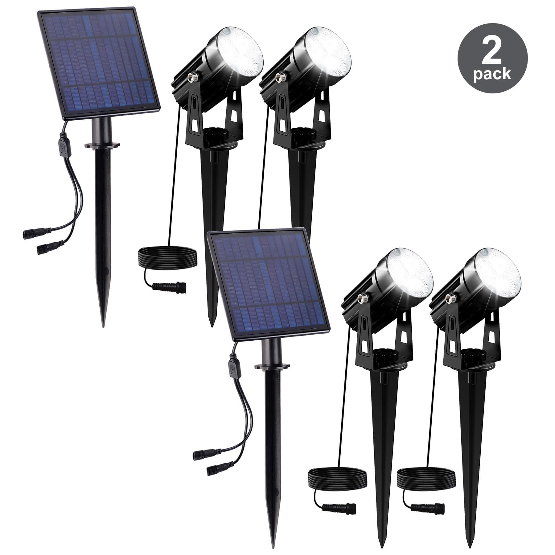 Solar Powered Spotlights Outdoor with Adjustable Angle and Long Cable
