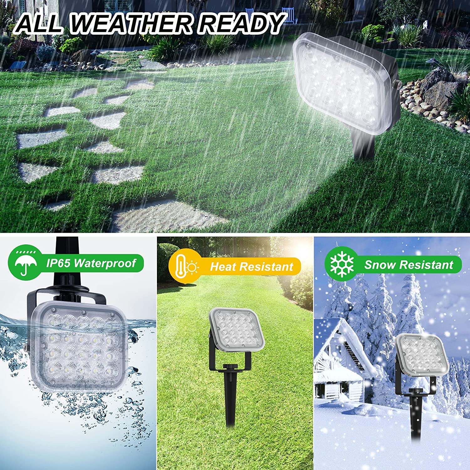 Solar Powered Spotlights Outdoor with Adjustable Angle and Long Cable