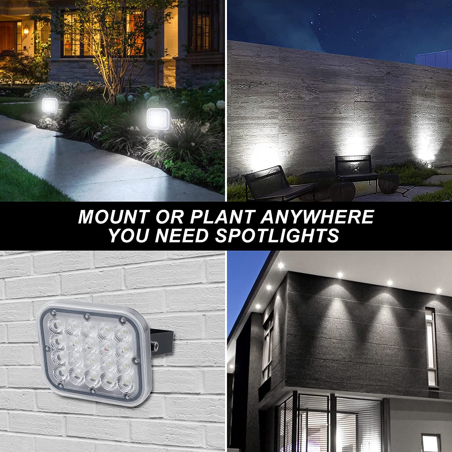 Solar Powered Spotlights Outdoor with Adjustable Angle and Long Cable