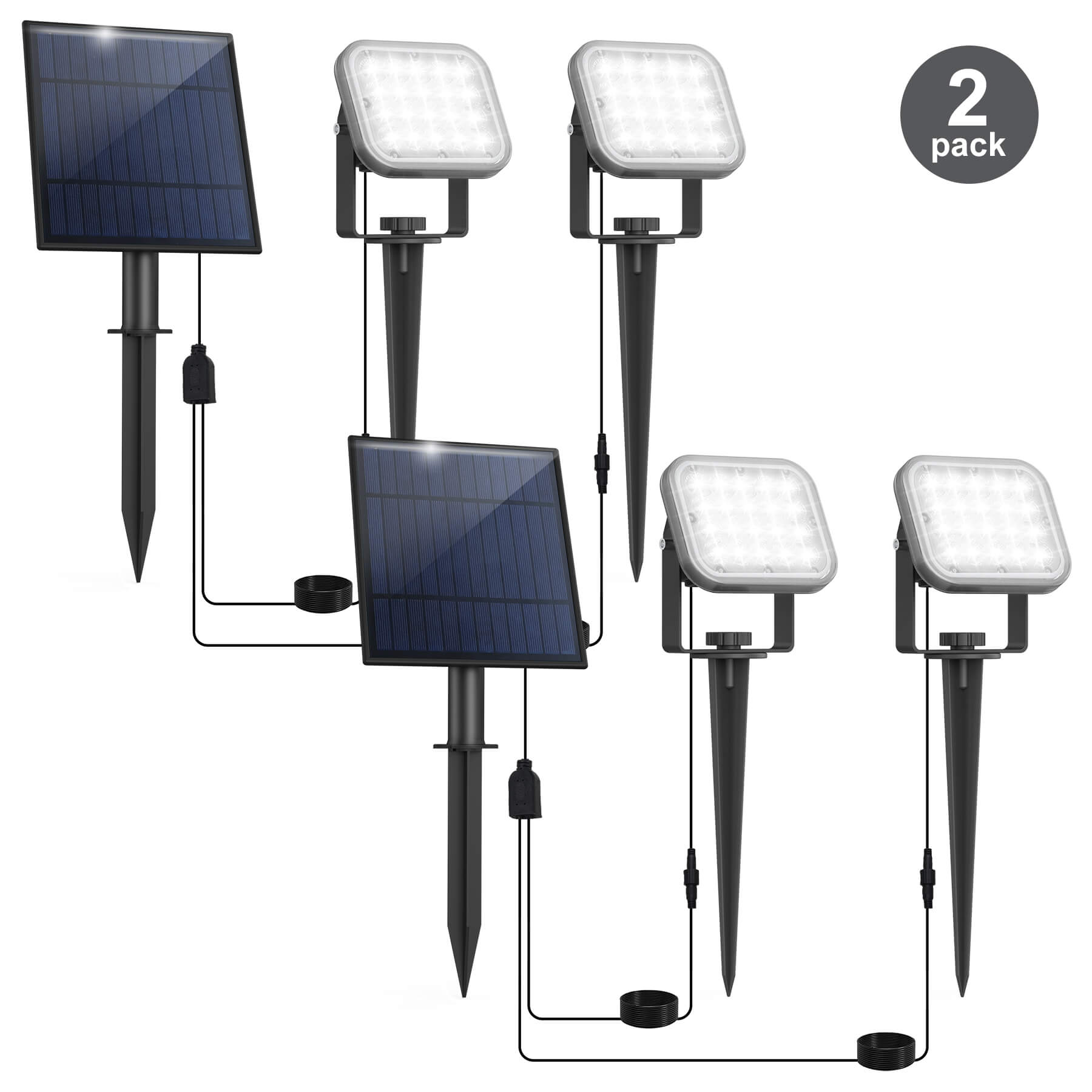 Solar Powered Spotlights Outdoor with Adjustable Angle and Long Cable