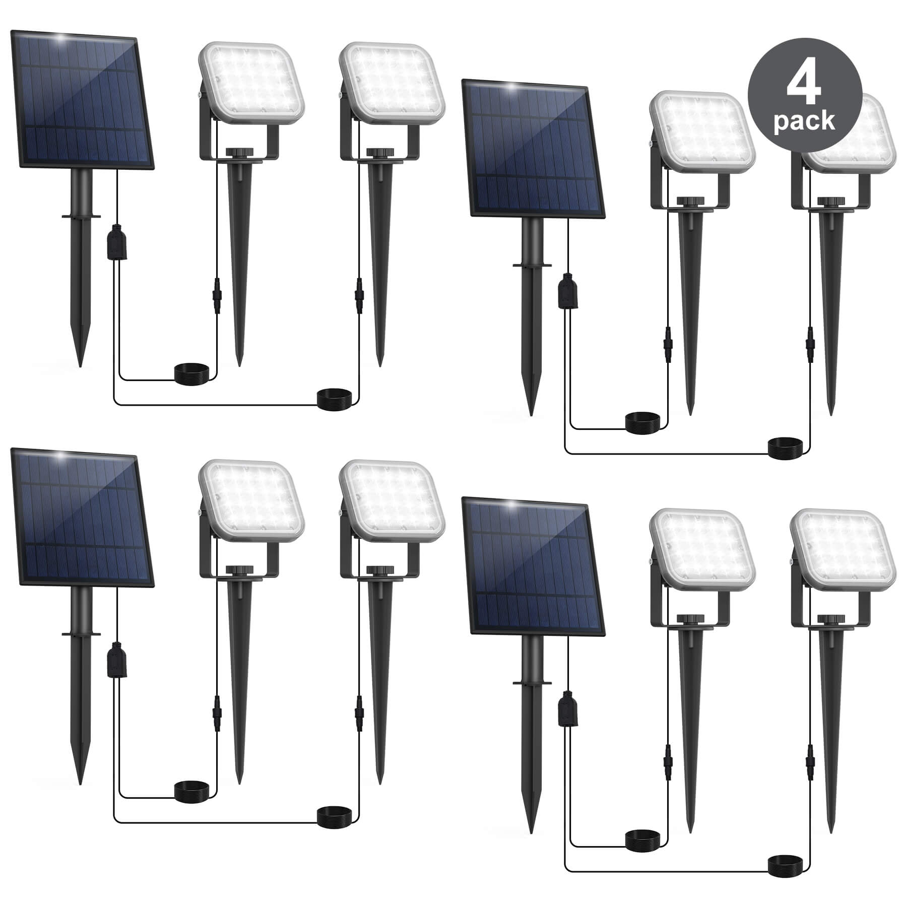 Solar Powered Spotlights Outdoor with Adjustable Angle and Long Cable