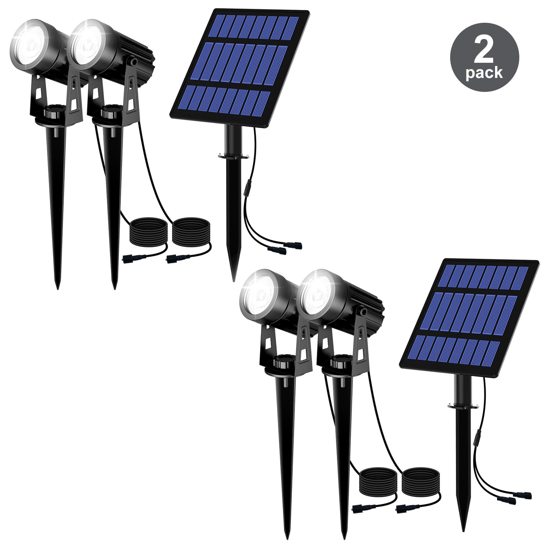 Solar Powered Spotlights Outdoor with Adjustable Angle and Long Cable