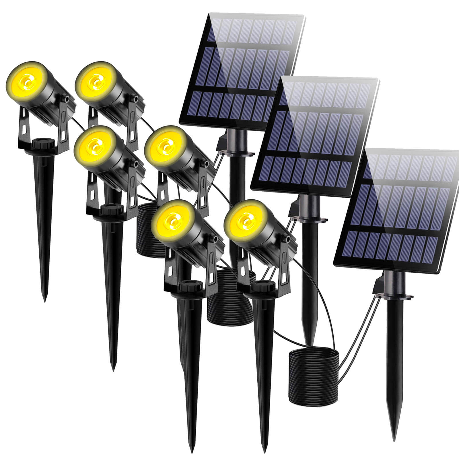 Solar Spot Lights Outdoor with Adjustable Angle and Long Cable - Waterproof Garden Lights