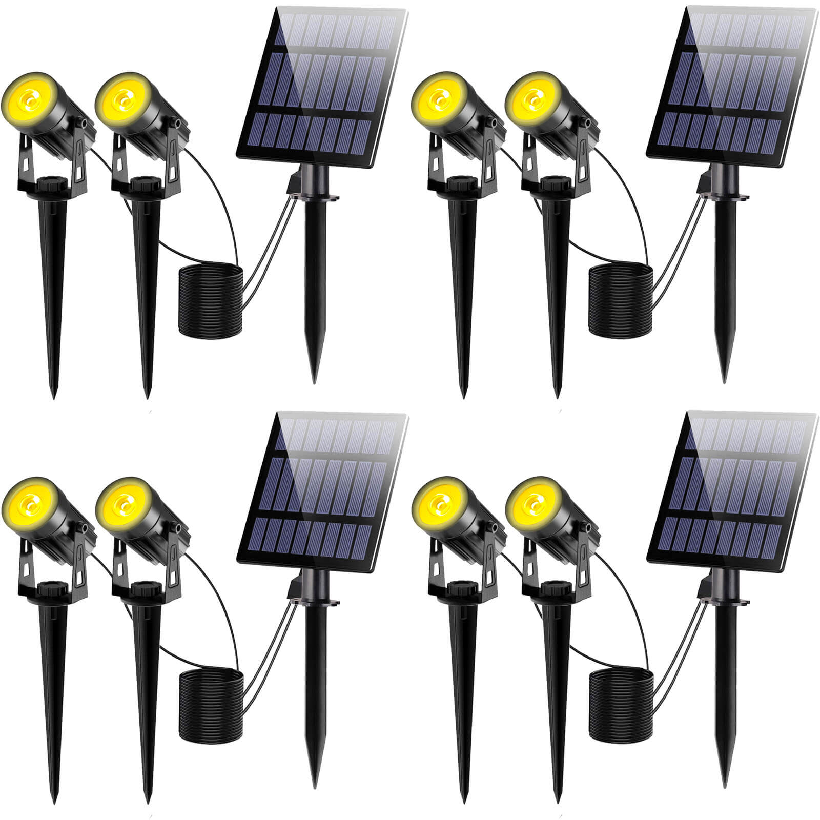 Solar Spot Lights Outdoor with Adjustable Angle and Long Cable - Waterproof Garden Lights