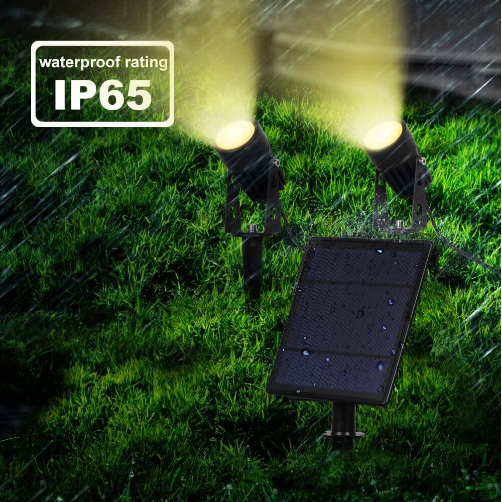 Solar Spot Lights Outdoor with Adjustable Angle and Long Cable - Waterproof Garden Lights