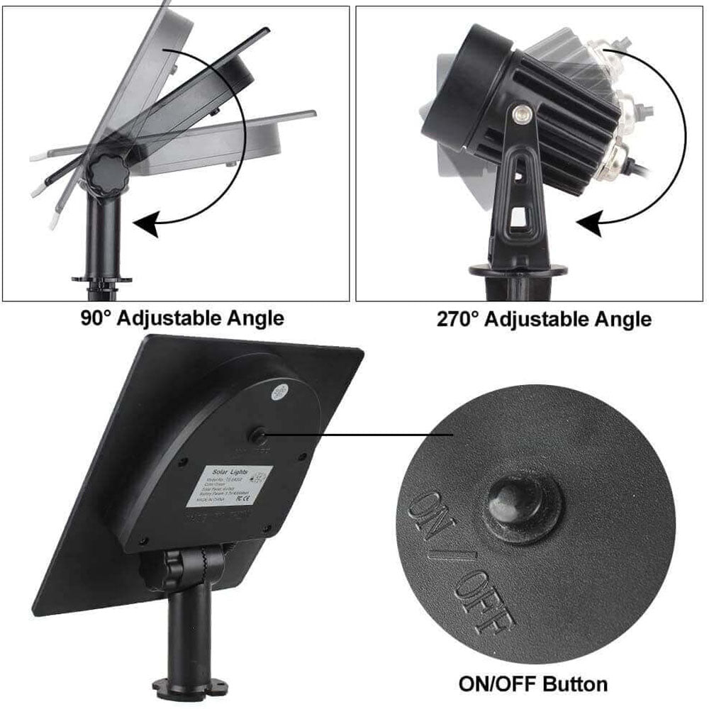 Solar Spot Lights Outdoor with Adjustable Angle and Long Cable - Waterproof Garden Lights