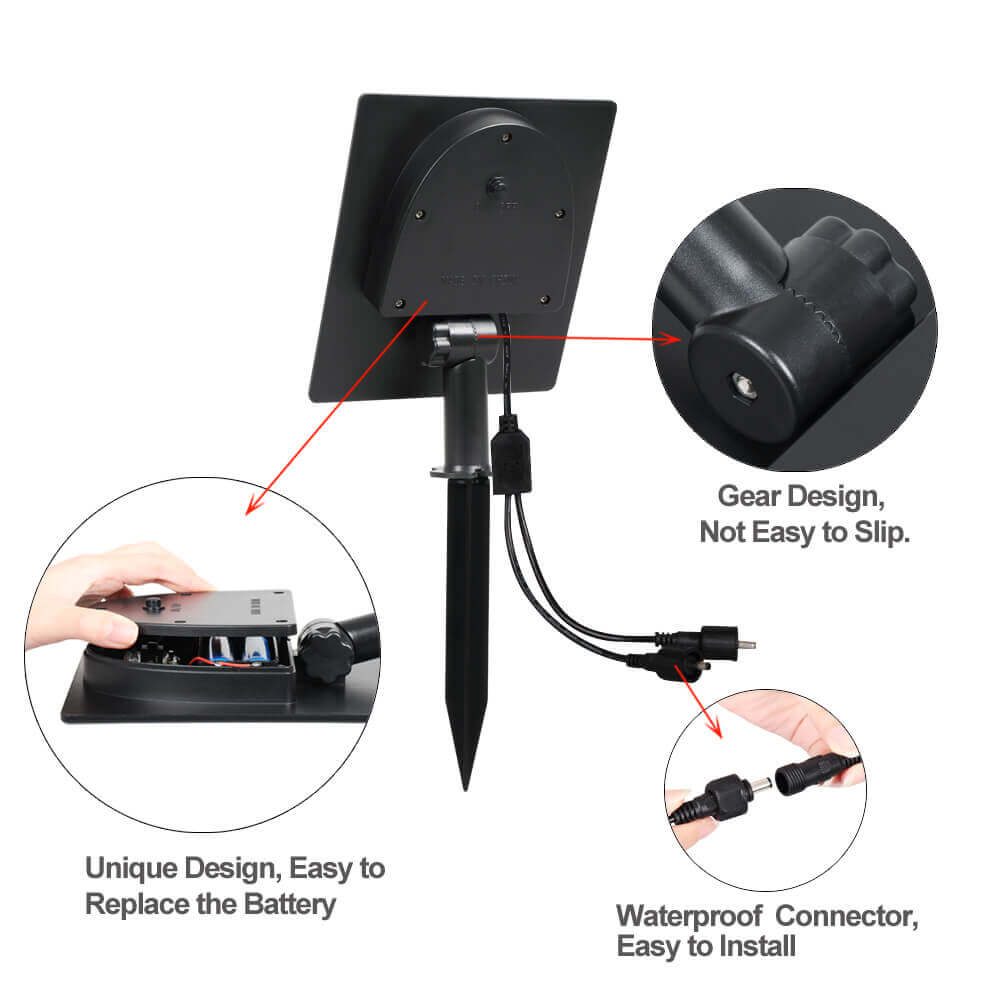 Solar Spot Lights Outdoor with Adjustable Angle and Long Cable - Waterproof Garden Lights