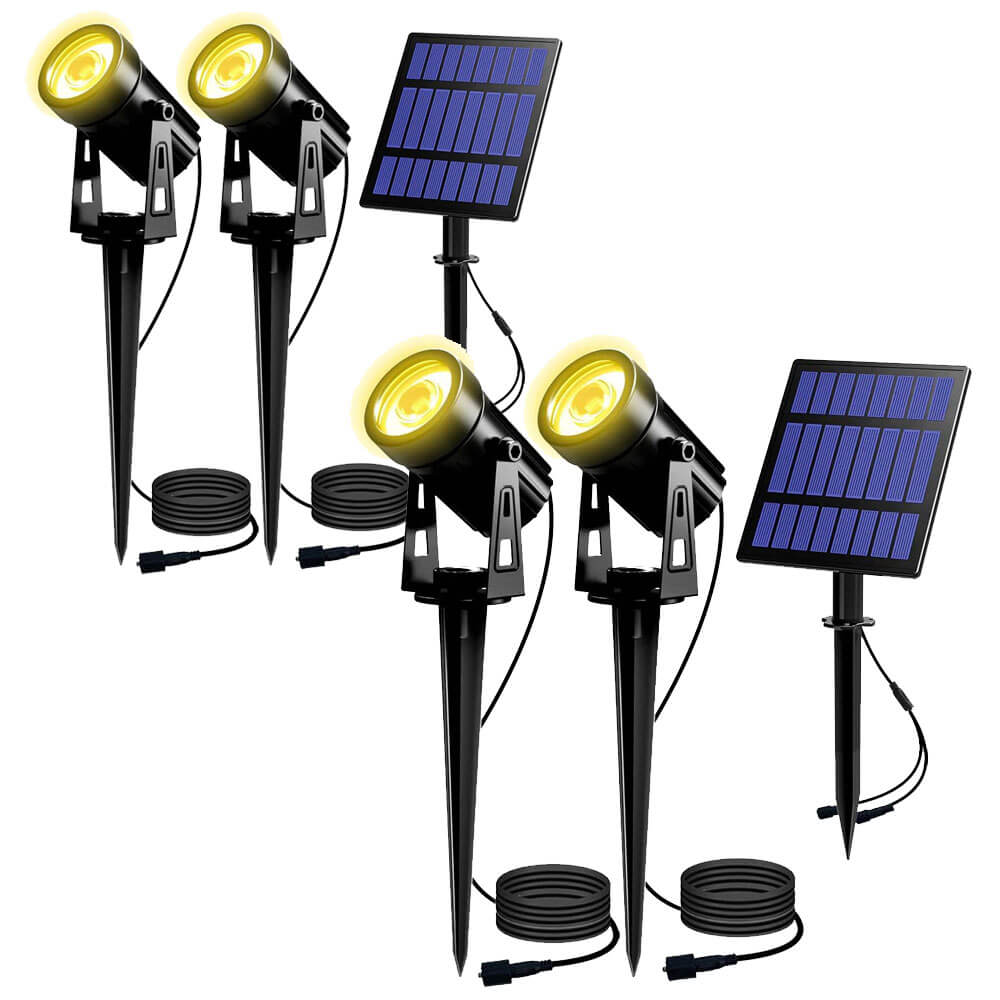 Solar Spot Lights Outdoor with Adjustable Angle and Long Cable - Waterproof Garden Lights