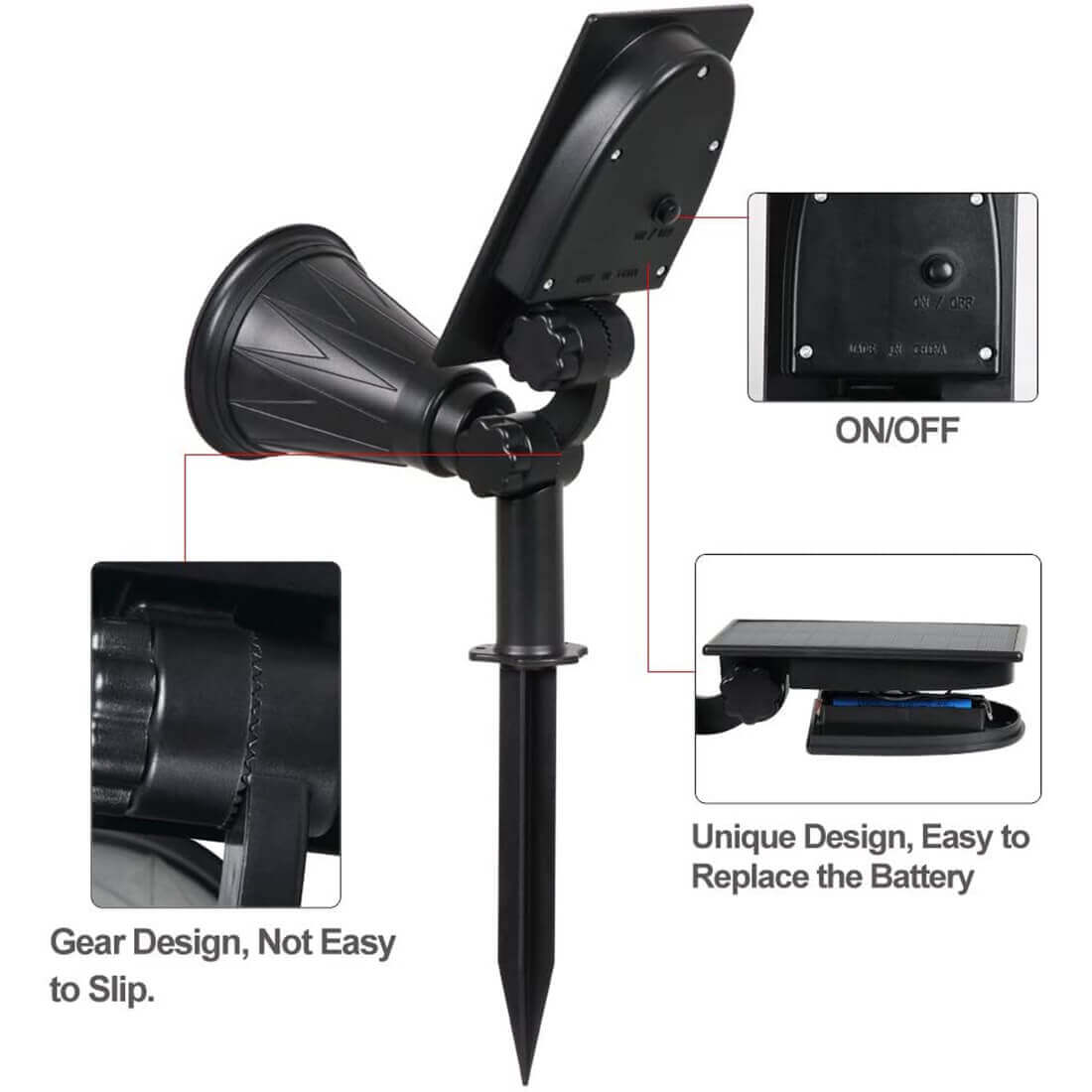 Solar Spot Lights Outdoor with Adjustable Angles and Waterproof Design