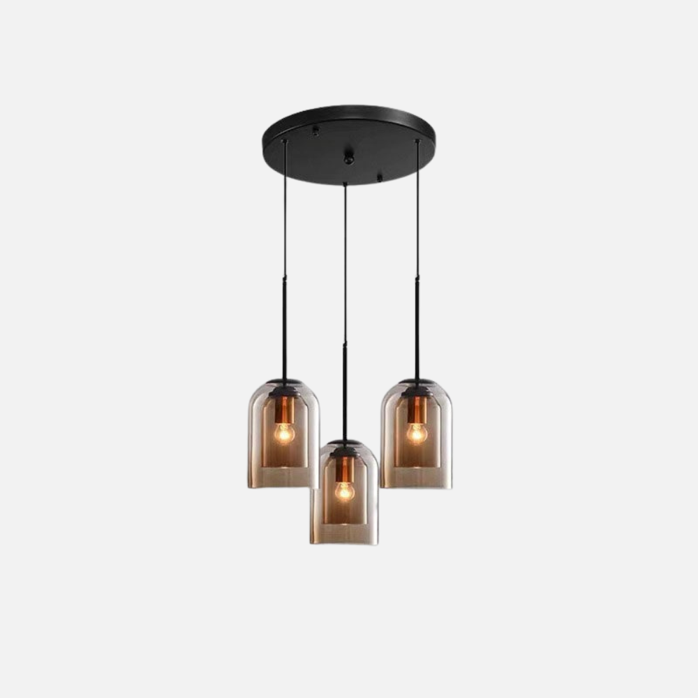 Glass Pendant Light – Modern, Double Layer, Iron & Glass