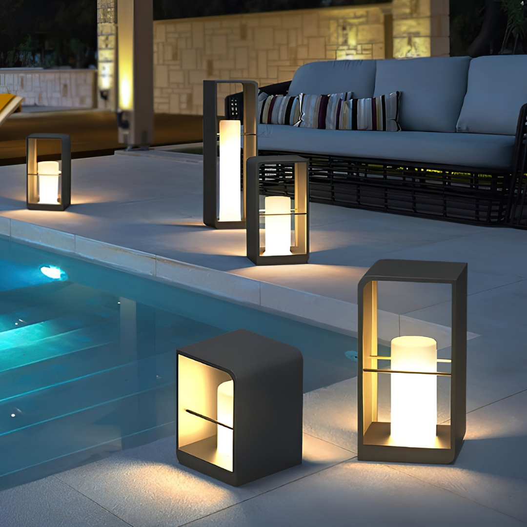 Large Outdoor Lantern with LED Light - Weather-Resistant Stainless Steel Garden Lantern