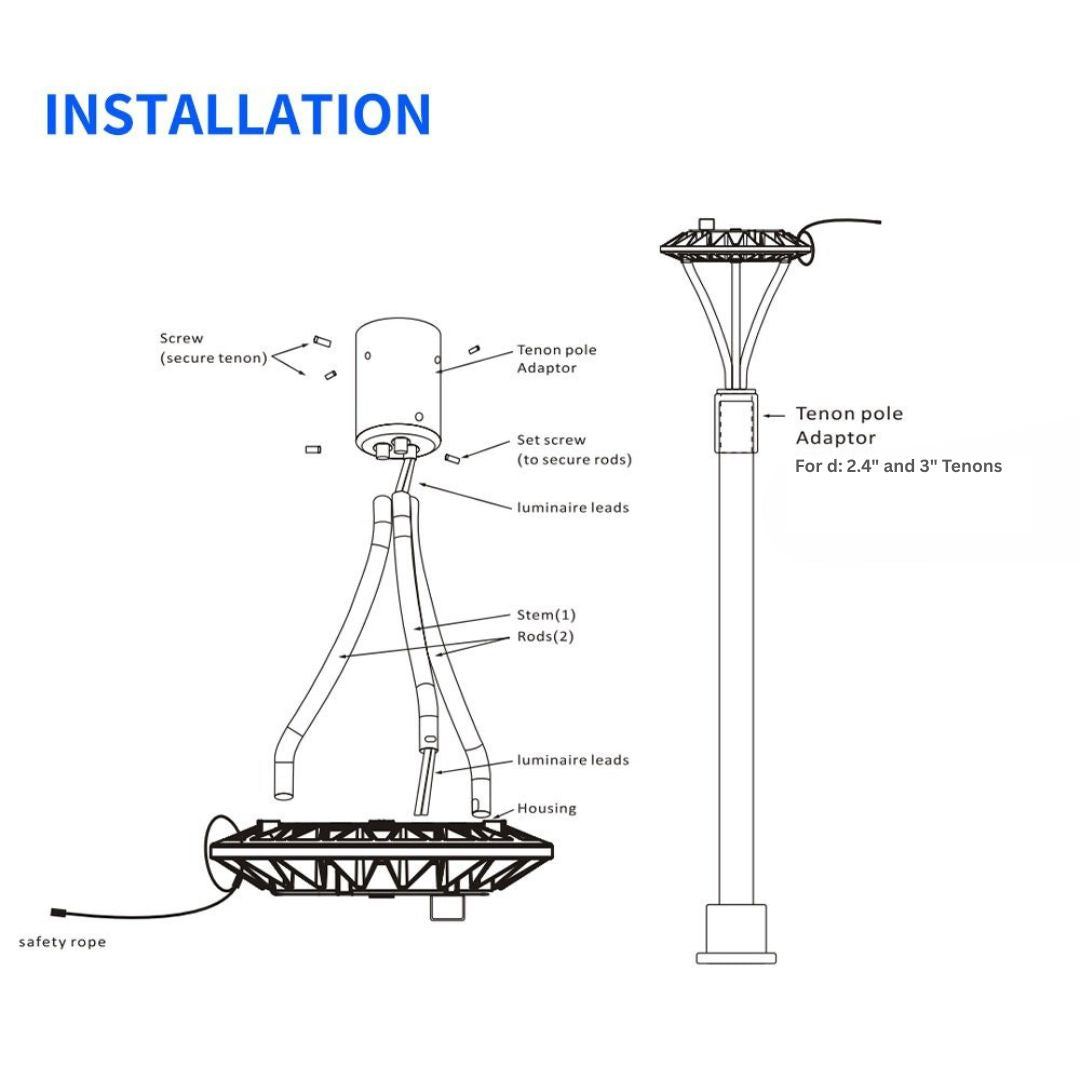 Outdoor LED Pole Light 50W-150W IP65 Waterproof CCT Tunable